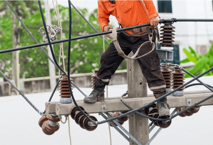 Person on a powerline