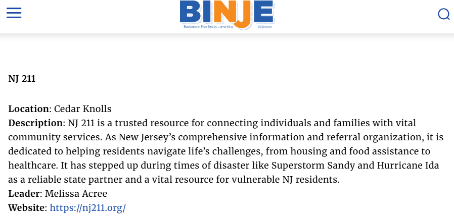 Screenshot of NJ 211's recognition from BINJE