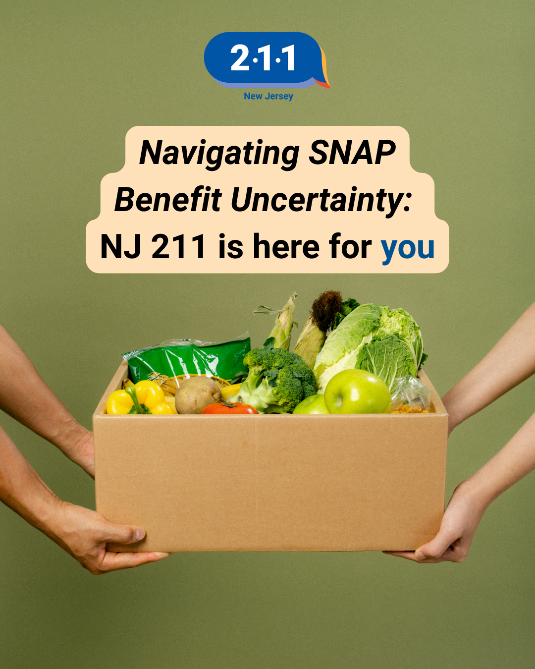 a box of groceries held by two people